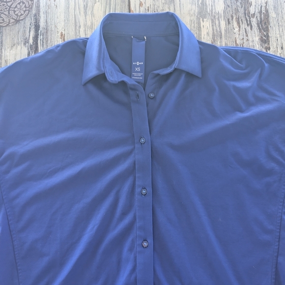 Kit and Ace Cropped Button Up Blouse Blue Women's XS - Picture 4 of 8